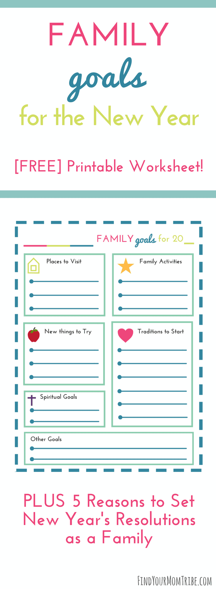 5 Reasons to Set New Year's Resolutions as a family - PLUS free printable New Year's worksheet! #goalsetting #NewYears #FreePrintables #NewYearsWorksheet #NewYearsResolutions #NewYearsPlanner #FamilyGoals #2018 #NewYears2018