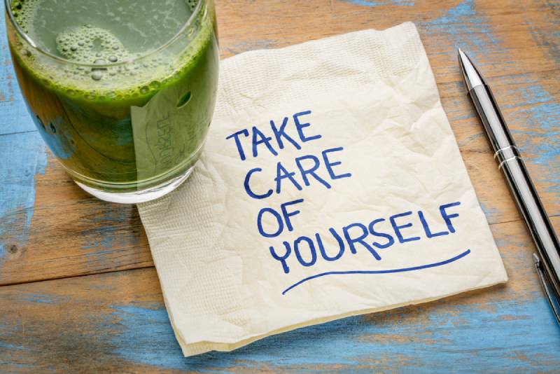 take care of yourself - inspirational handwriting on a napkin