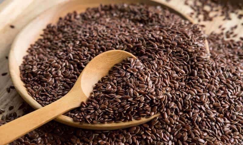 flaxseed in a wooden bowl