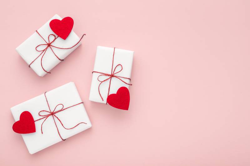 Wrapped Gifts with Hearts