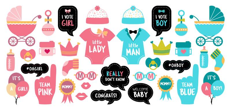 Pink and blue cards to choose boy or girl