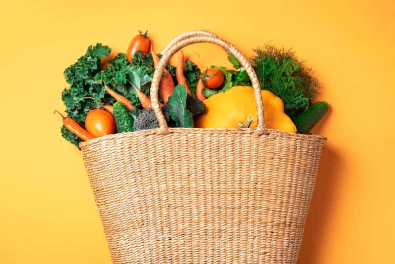 Basket with organic vegetables