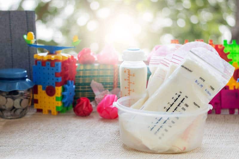 Breast milk frozen in storage bags for baby 