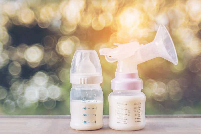 Breast pump and milk bottle