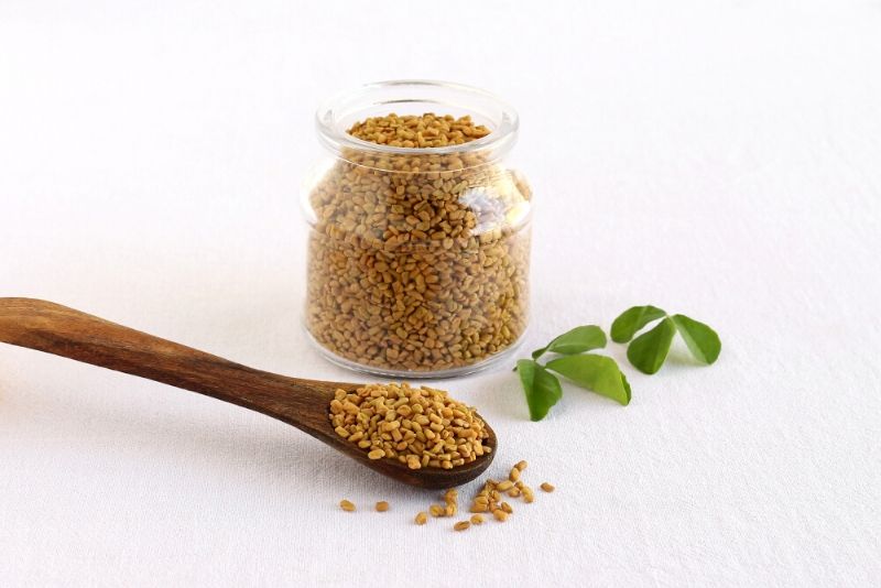 Fenugreek seeds in a jar
