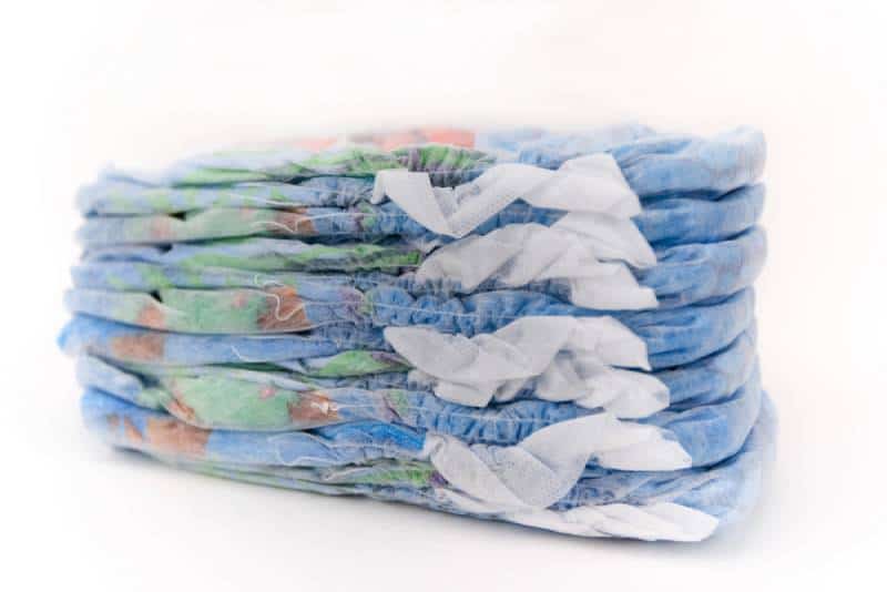 Stack of swimming diapers on a white background