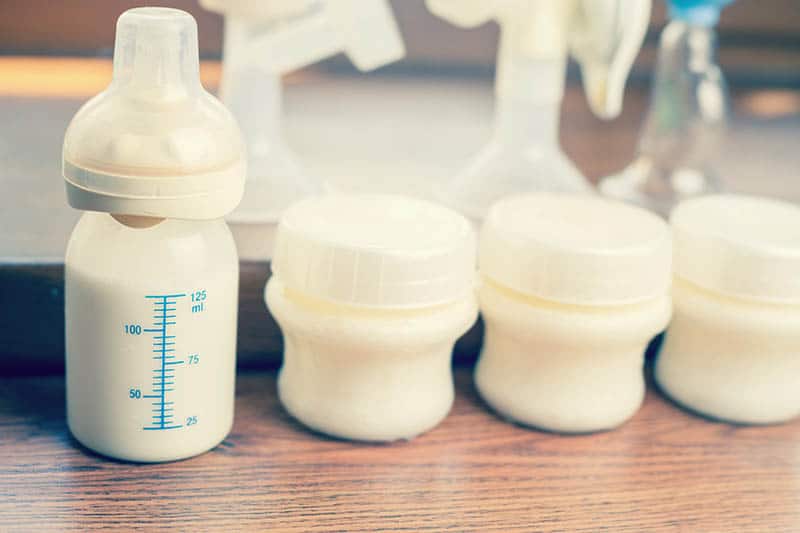 expressed breast milk in containers