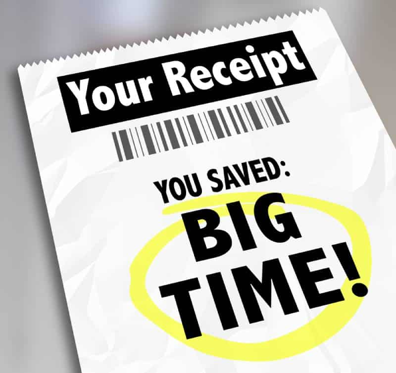Receipt voucher saying you saved big time