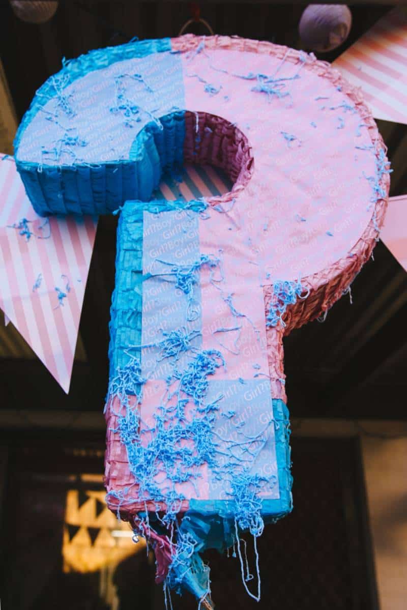 gender reveal pinata as a question mark