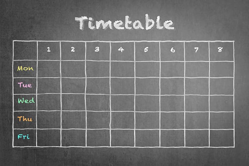 lession plan timetable in kindergarten 