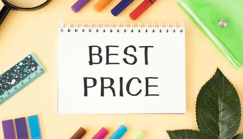 Best price written on paper with a colorful background