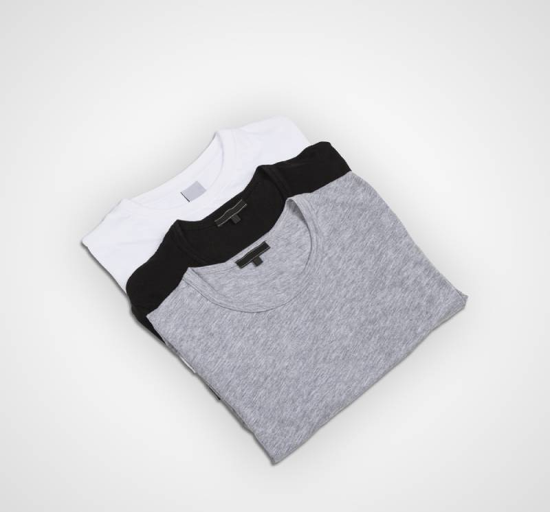 Pack of three T-shirts for men, white, grey and black
