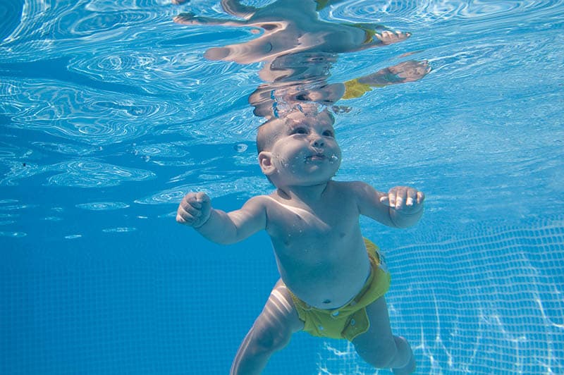 baby swim in pool