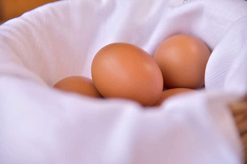eggs in a basket and sheet