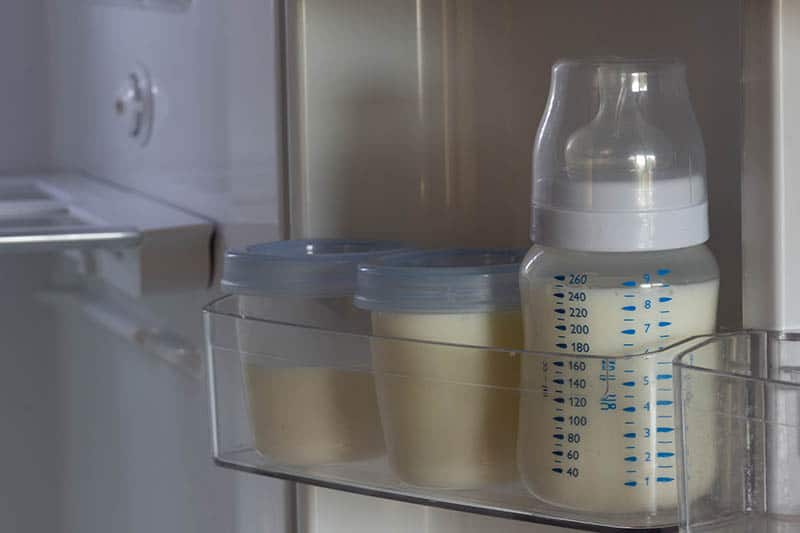 breast milk container in fridge