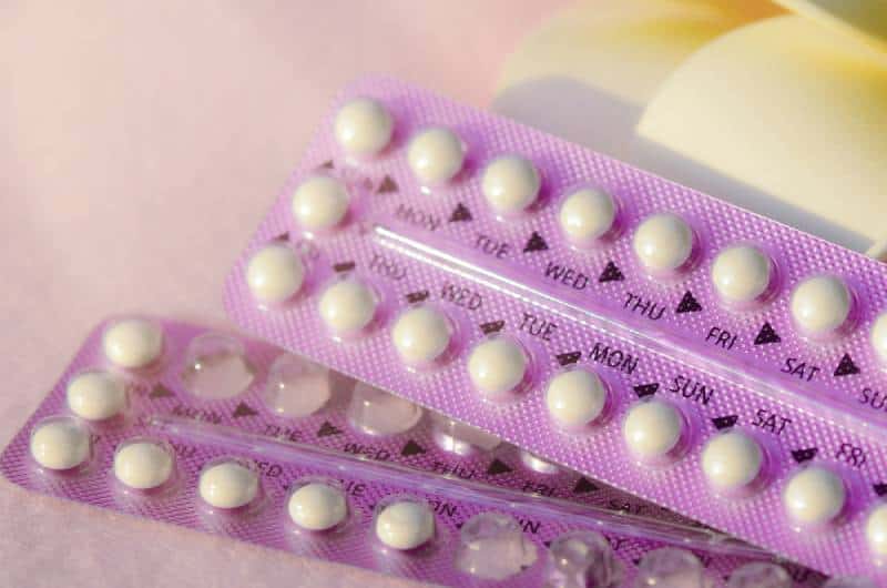 Birth control pills in pink packing