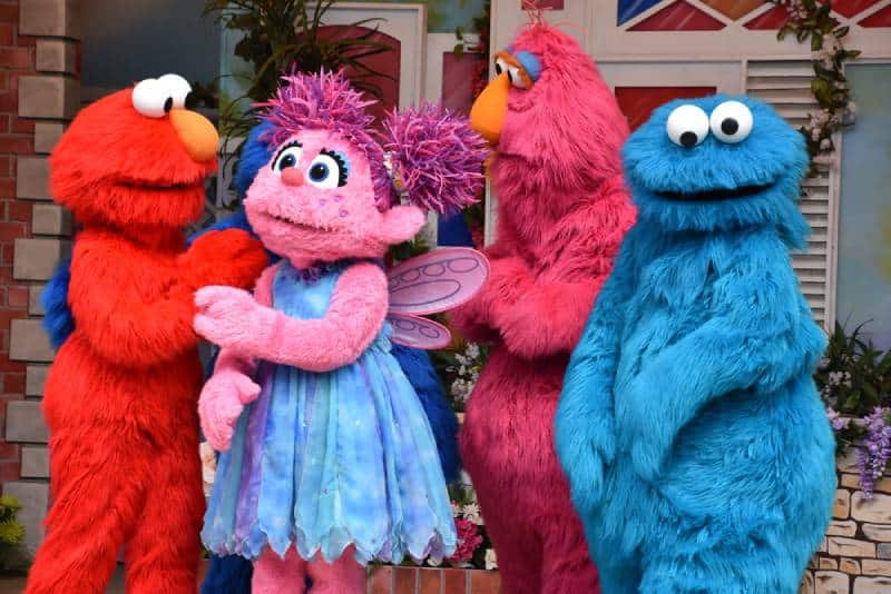 Sesame street characters outdoors