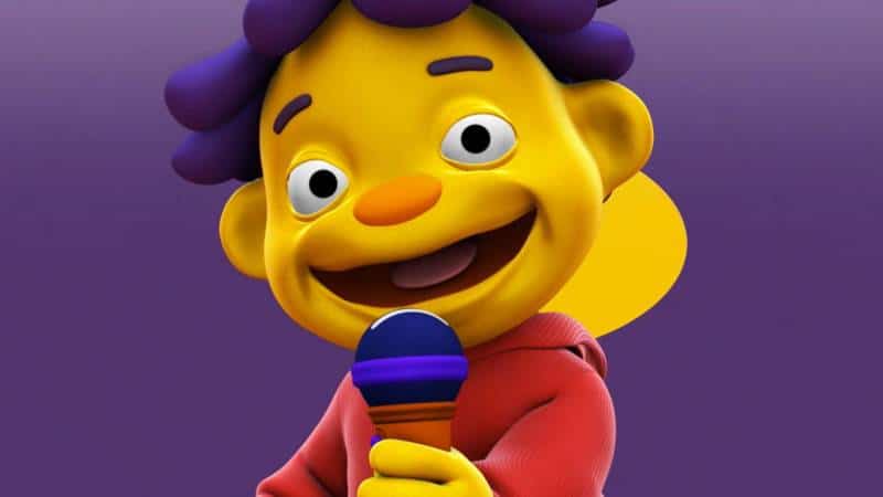 Sid the science kid character on purple background