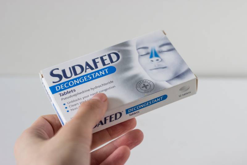 Box of Sudafed, pharmaceutic product