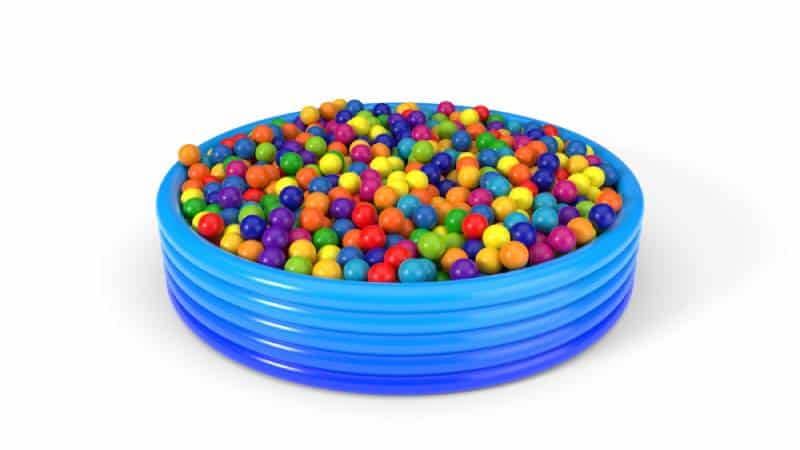 plastic balls filled blue child pool