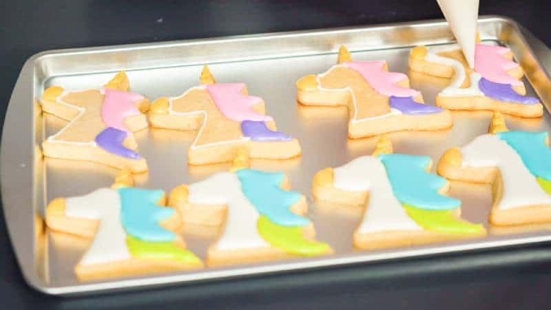 unicorn cookies in the process of making