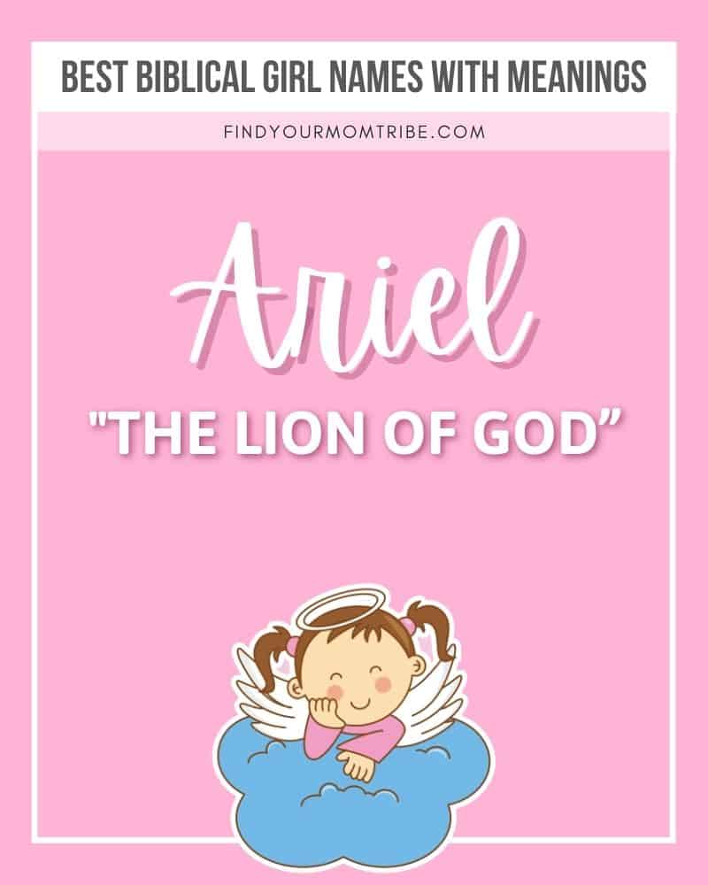 Illustrated female name Ariel with meaning