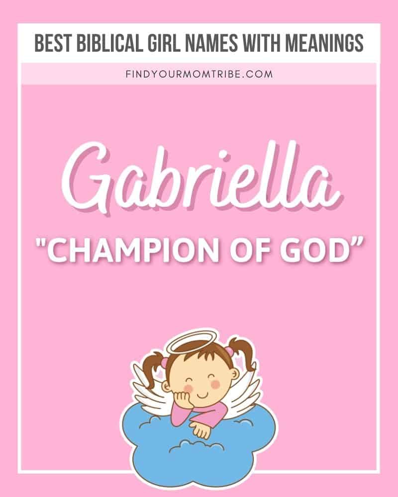 Illustrated female name Gabriella with meaning
