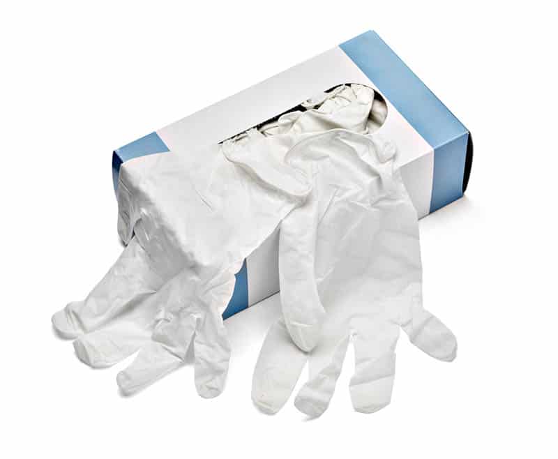 box of white latex gloves