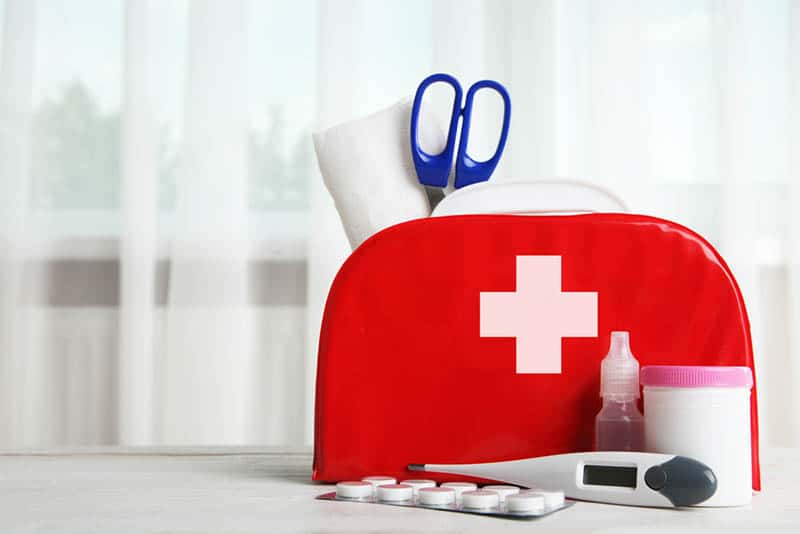 first aid kit on the table