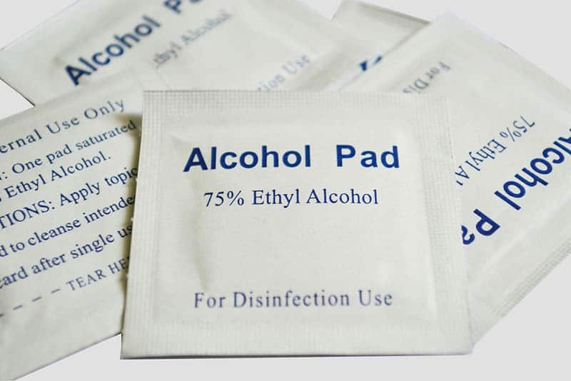 packed alcohol wipes