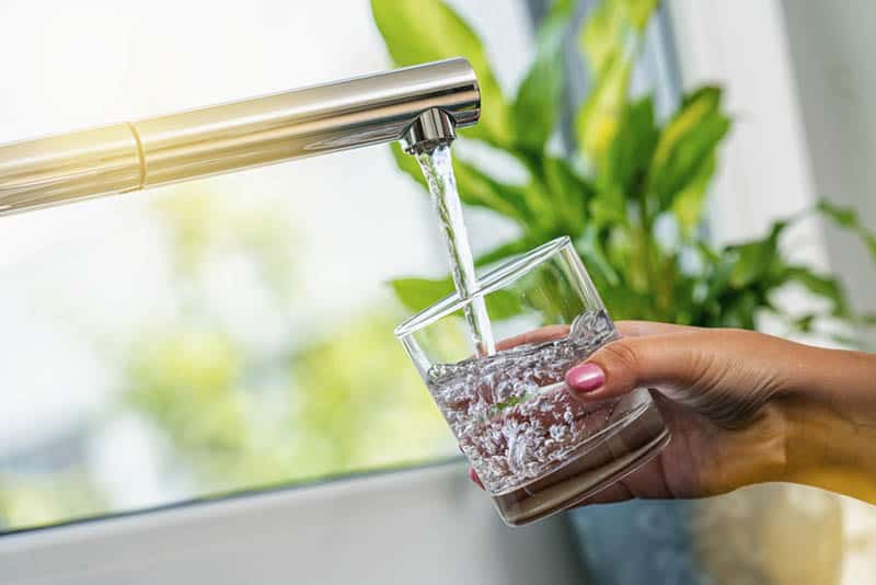 woman filling a glass with tap water