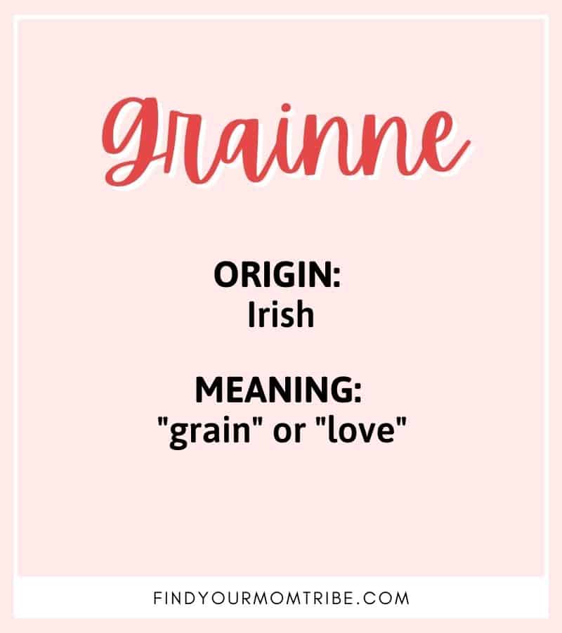 Illustrated girl name Grainne with meaning