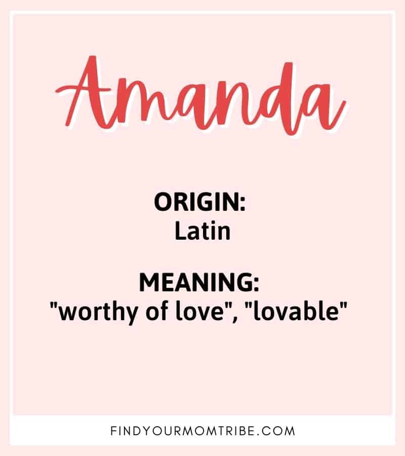 Girl’s Names That Mean Love: Illustrated name Amanda with meaning