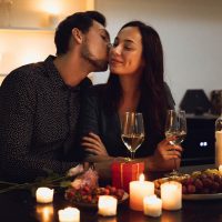 couple in love enjoying romantic dinner