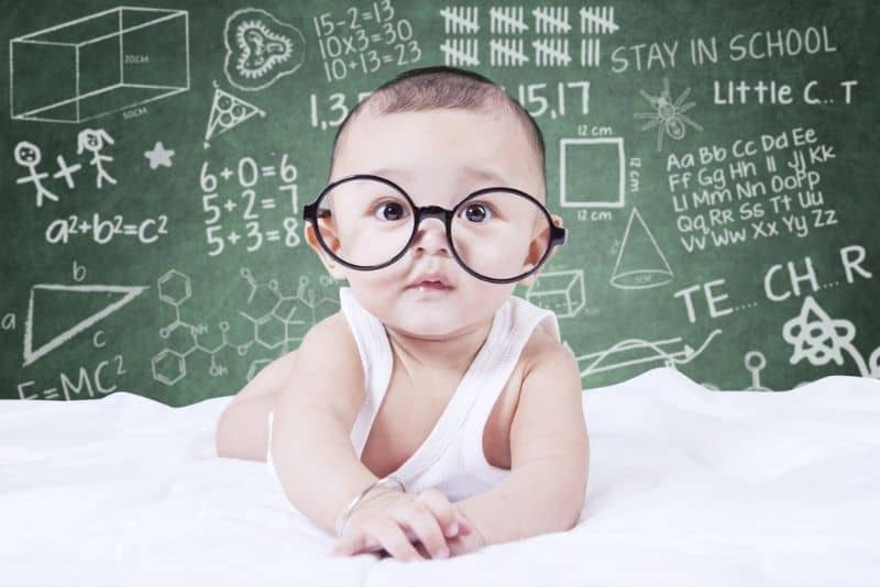 smart little baby with glasses