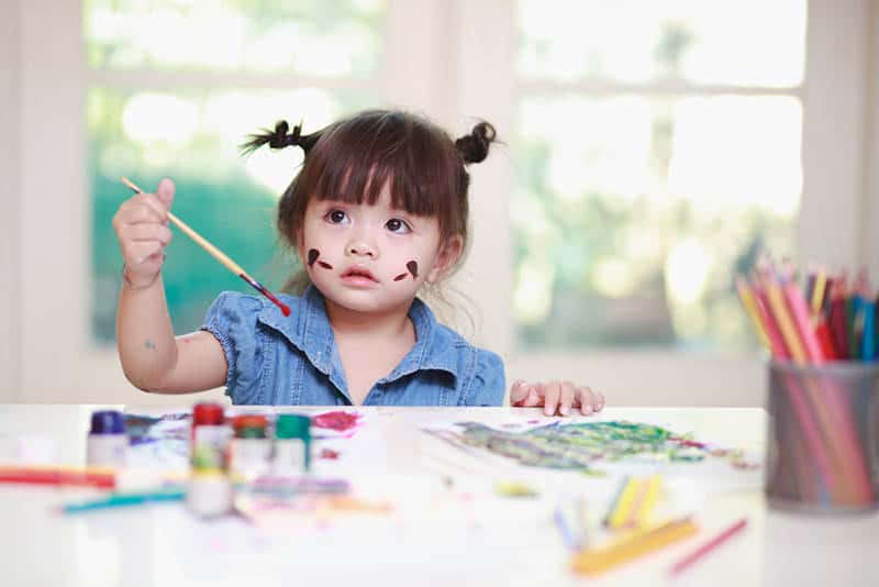 cute little girl painting
