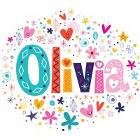 a colorful illustration of the name olivia on a white background