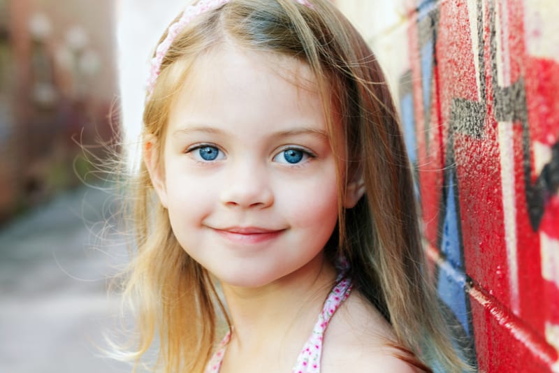 beautiful little girl with blue eyes