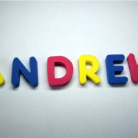 the name Andrew spelled out with colorful letters