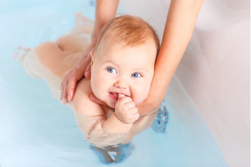Baby bathing at home