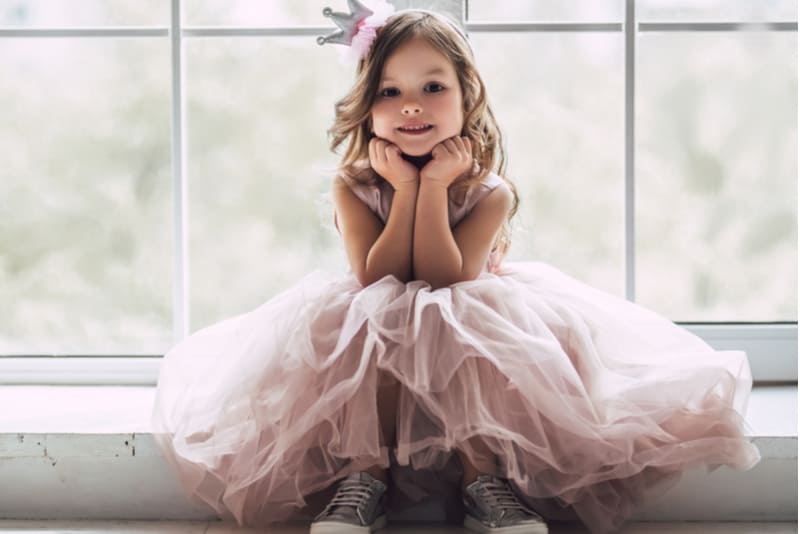 Little cute girl in beautiful dress
