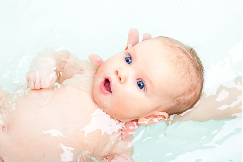 newborn baby bathing