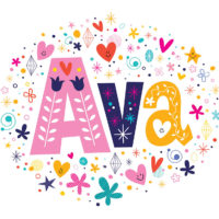 a colorful illustration of the female name Ava