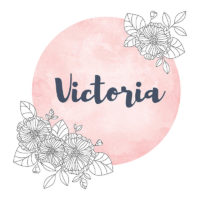 a colorful floral illustration of the name Victoria