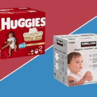 kirkland and huggies diapers side by side